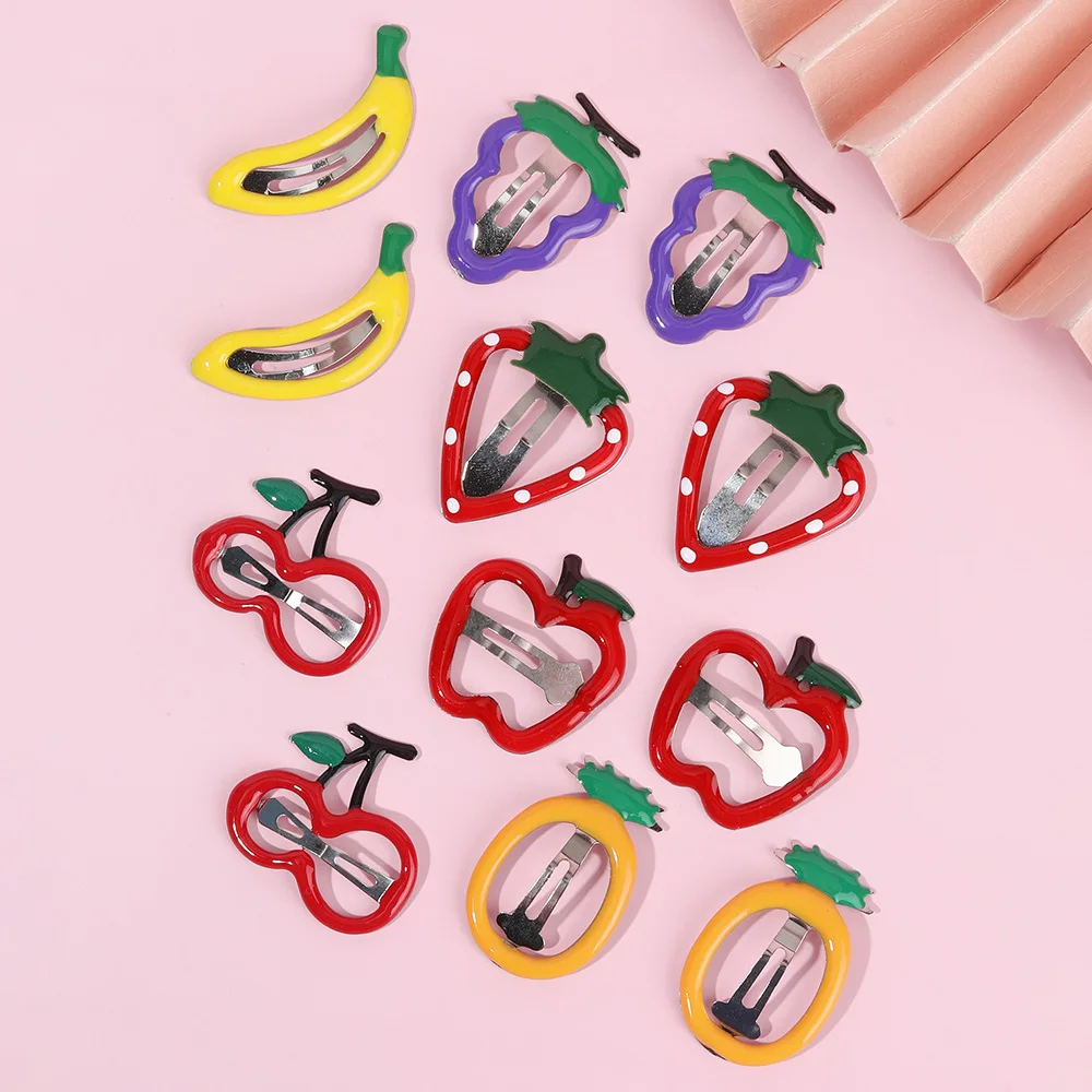 10Pcs/set Hot Cute Girls Hair Accessories Fruit BB Hair Clips Side Strawberry Hairpin Children Daily Styling Boutique Headwear
