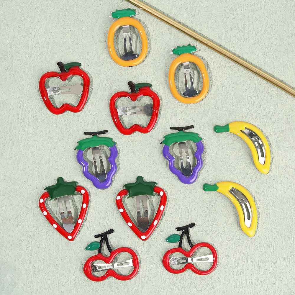 10Pcs/set Hot Cute Girls Hair Accessories Fruit BB Hair Clips Side Strawberry Hairpin Children Daily Styling Boutique Headwear