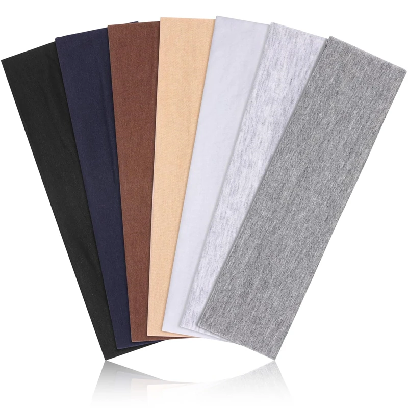 7pcs Sports Headbands For Women Fitness Running Yoga Solid Color Elastic Hairbands Head Band Stretch Makeup Hair Accessories