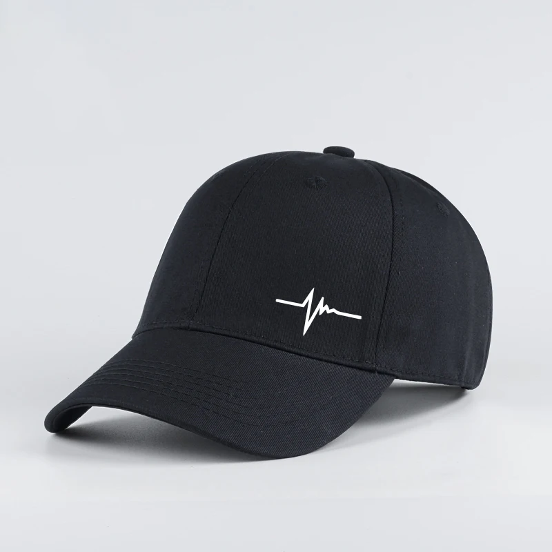 Heartbeat ECG Lifeline Print Baseball Cap Men Women Adjustable Dad Hat Minimalist Casual Sport Sun Hat