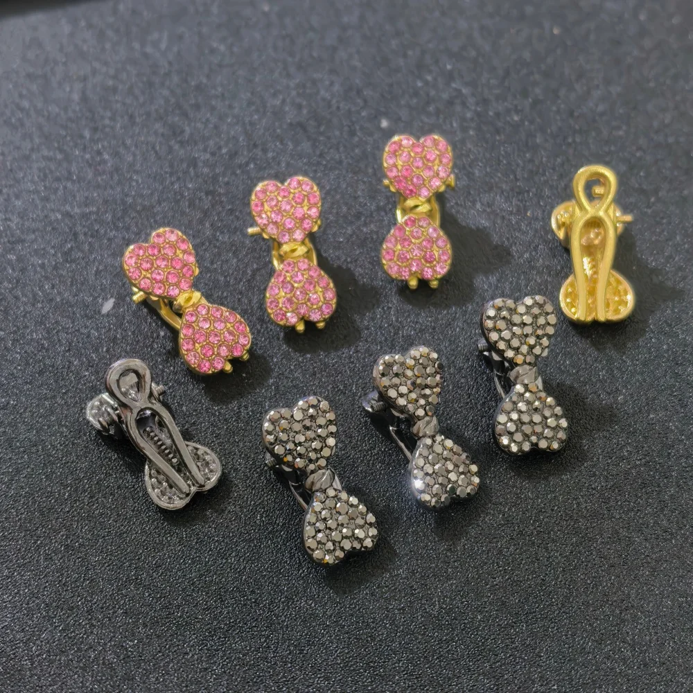 4pcs/set Rhinestone Bow Hair Clips for Women Metal Crystal Hair Barrettes Cute Mini Hair Pins for Braid Bangs Hair Accessories
