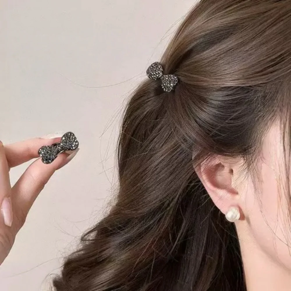 4pcs/set Rhinestone Bow Hair Clips for Women Metal Crystal Hair Barrettes Cute Mini Hair Pins for Braid Bangs Hair Accessories