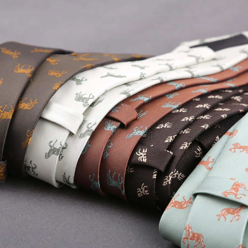 Novelty Men's Floral Tie 8CM Horse Printed Neck Ties Fashion Polyester Necktie Wedding Business Party Suit Dress Gravatas Gift