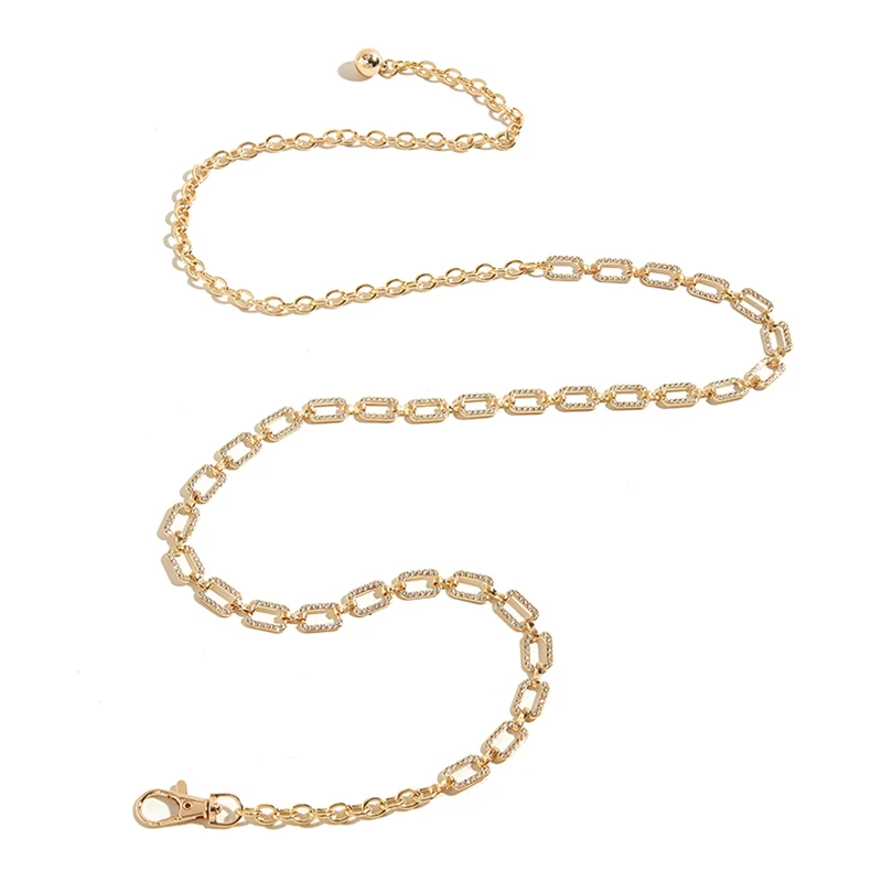 Fashion Women's Rhinestone Belt Metal Slim Waist Chain High Quality Versatile Dress Accessories Trendy Belt Bright Bride Bling
