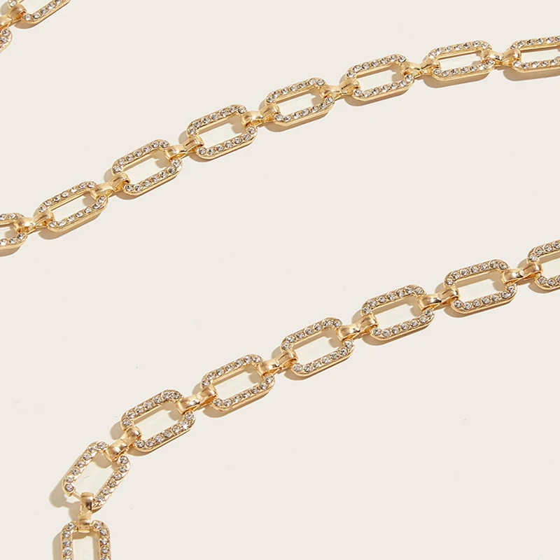 Fashion Women's Rhinestone Belt Metal Slim Waist Chain High Quality Versatile Dress Accessories Trendy Belt Bright Bride Bling