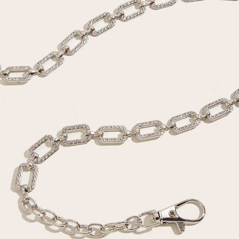 Fashion Women's Rhinestone Belt Metal Slim Waist Chain High Quality Versatile Dress Accessories Trendy Belt Bright Bride Bling