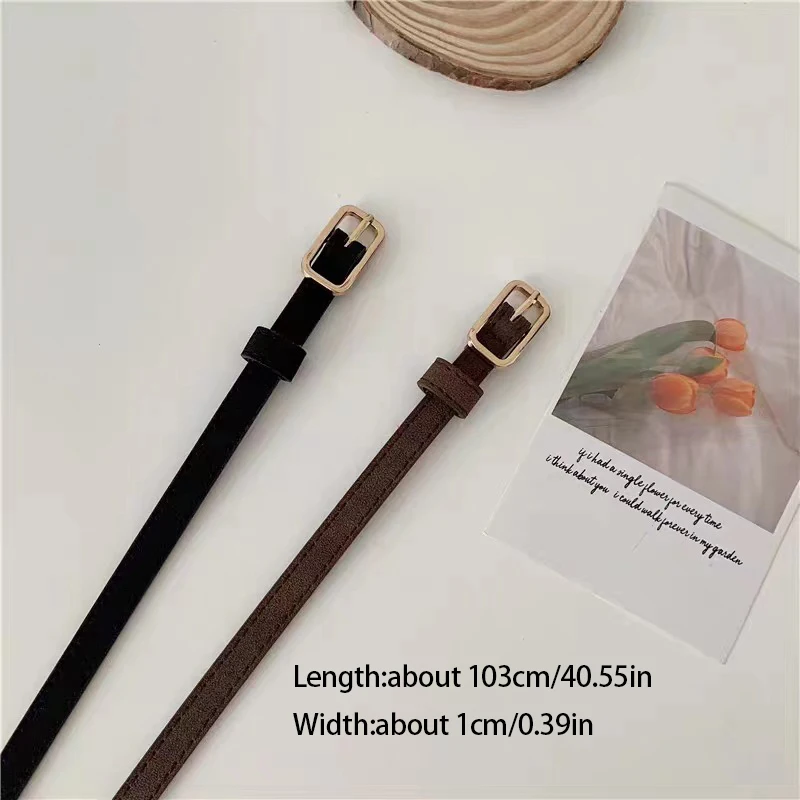 **Retro French PU Leather Belt For Women Unisex Belts Buckle Luxury Belts Female Jeans Waist Belts Men Waistband Thin Belts