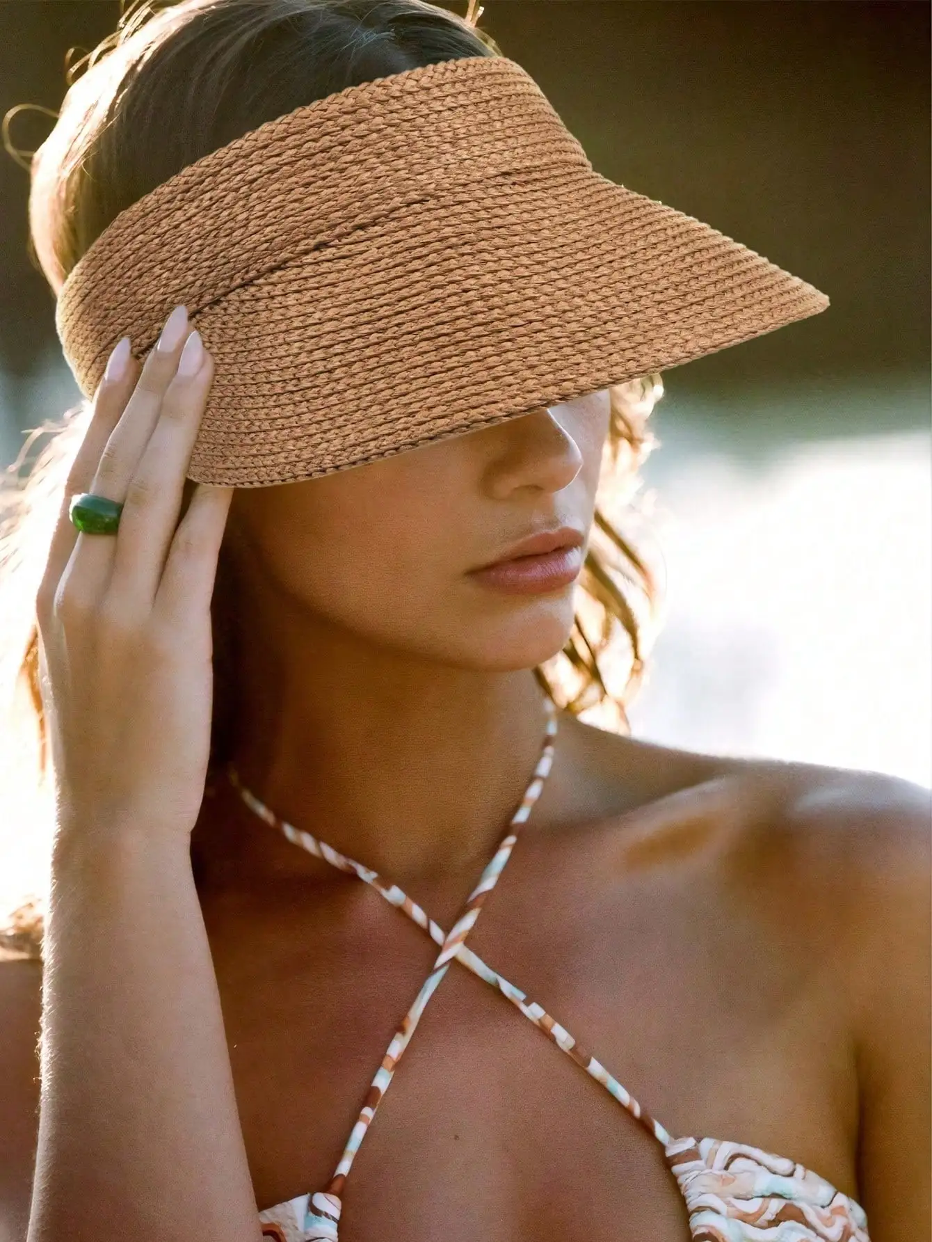 Adjustable Raffia Straw Hat,Unisex UV Protection Foldable Wide Brim Sun Hat,Bohemian Retro Street Elegant Style,Spring/Summer