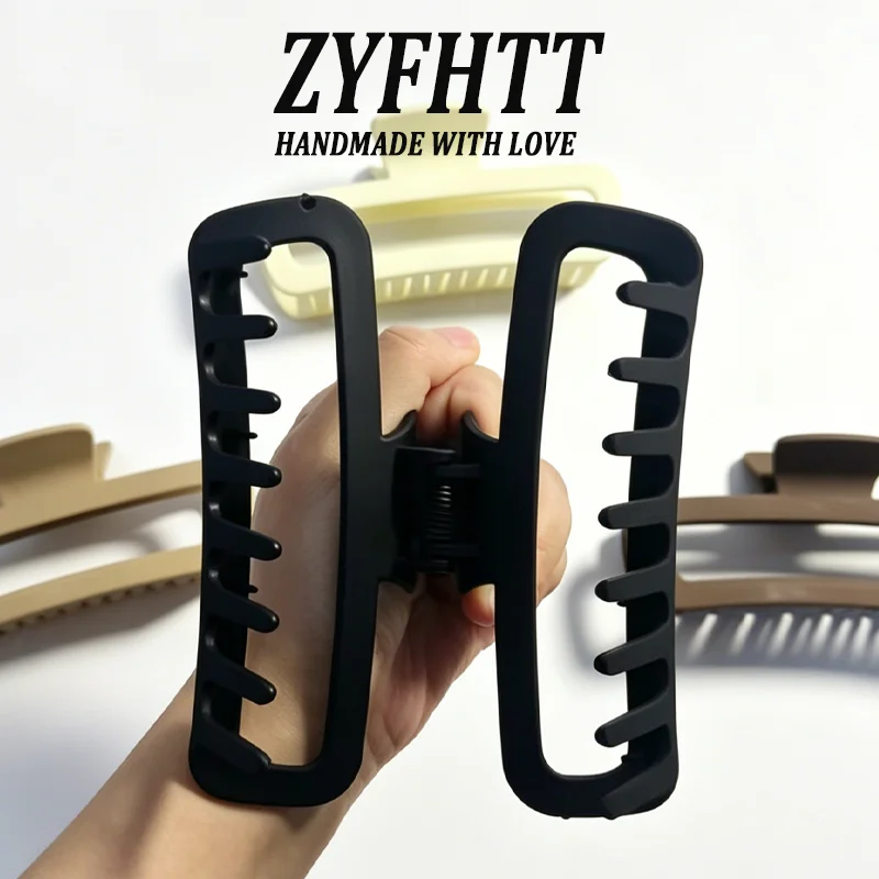 1/4pcs ZYFHTT Solid Color Matte Frosted Rectangular Hair Clip Claw For Women Daily Wear Big Shark Clip Fashion Girls Hair Clamp