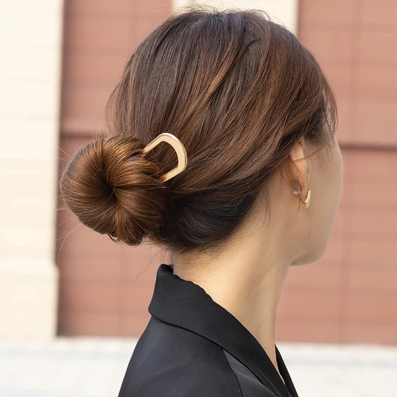 Elegant U-Shaped Hair Sticks Alloy Long Thick Hair Updo Bun French Hairpin Hair Accessories for Women Girls
