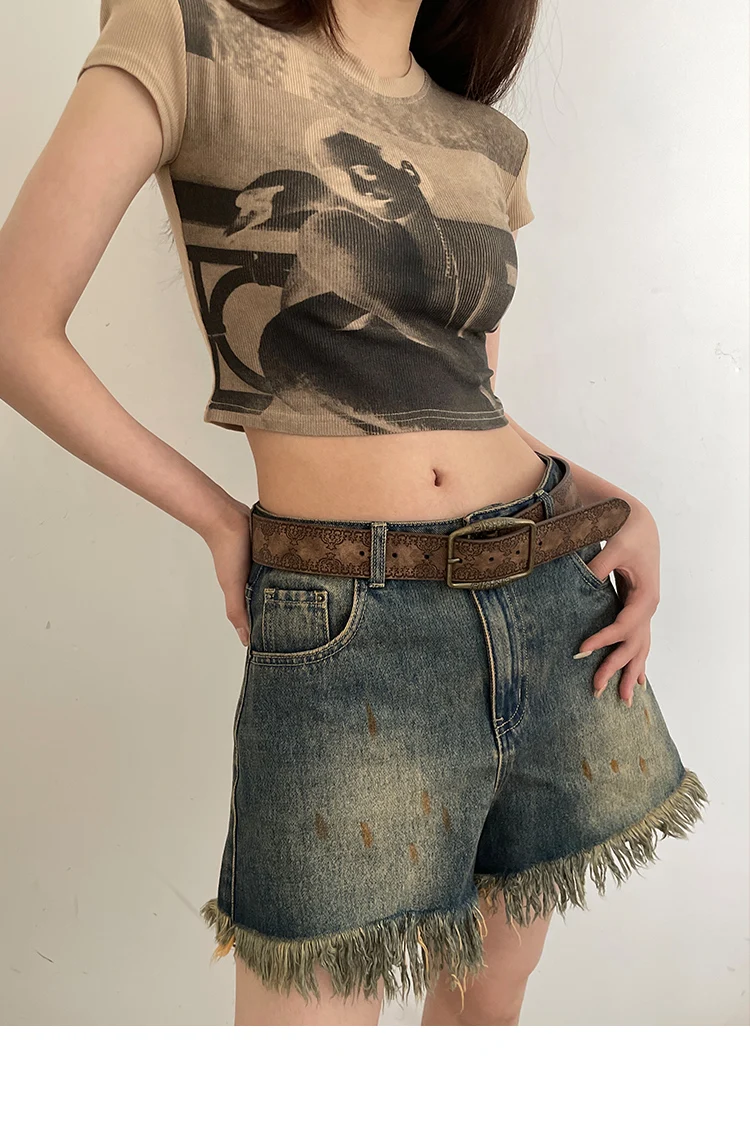 2026 New Retro Y2K Belt WOMEN'S New National Wind Belt with Jeans Belt Senior Sense of Brown
