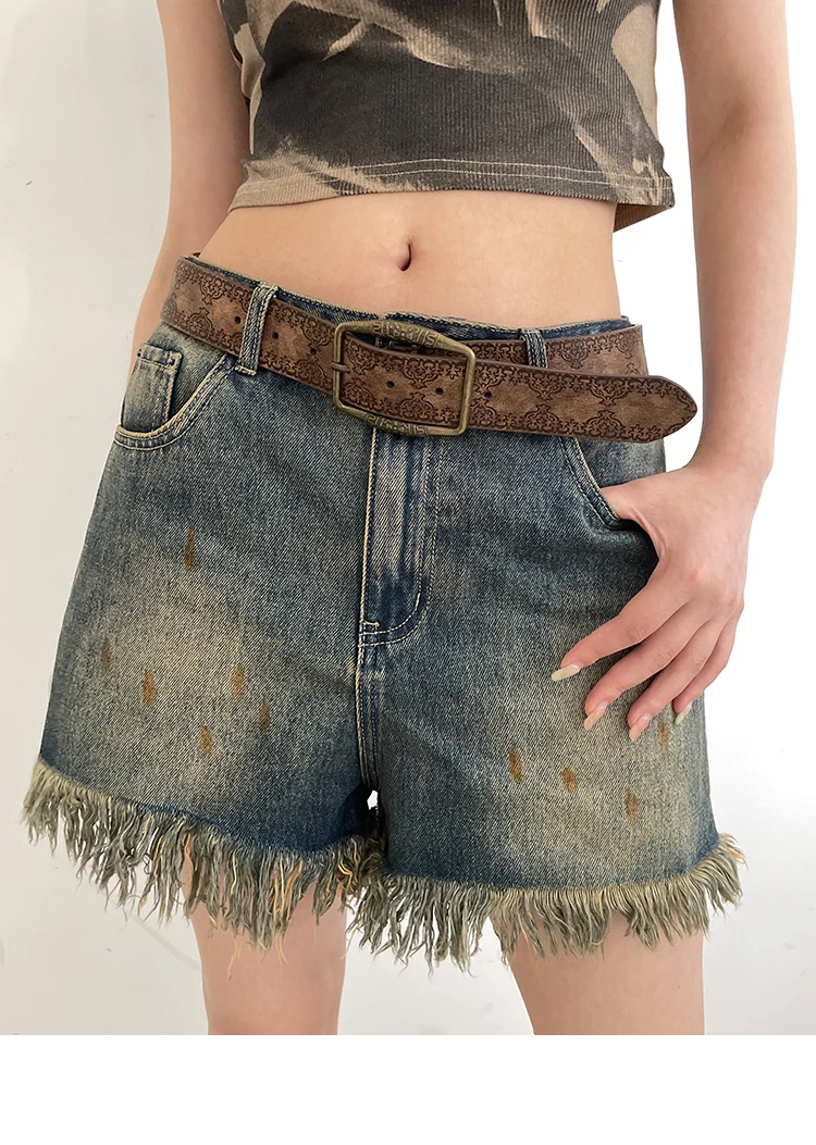 2026 New Retro Y2K Belt WOMEN'S New National Wind Belt with Jeans Belt Senior Sense of Brown