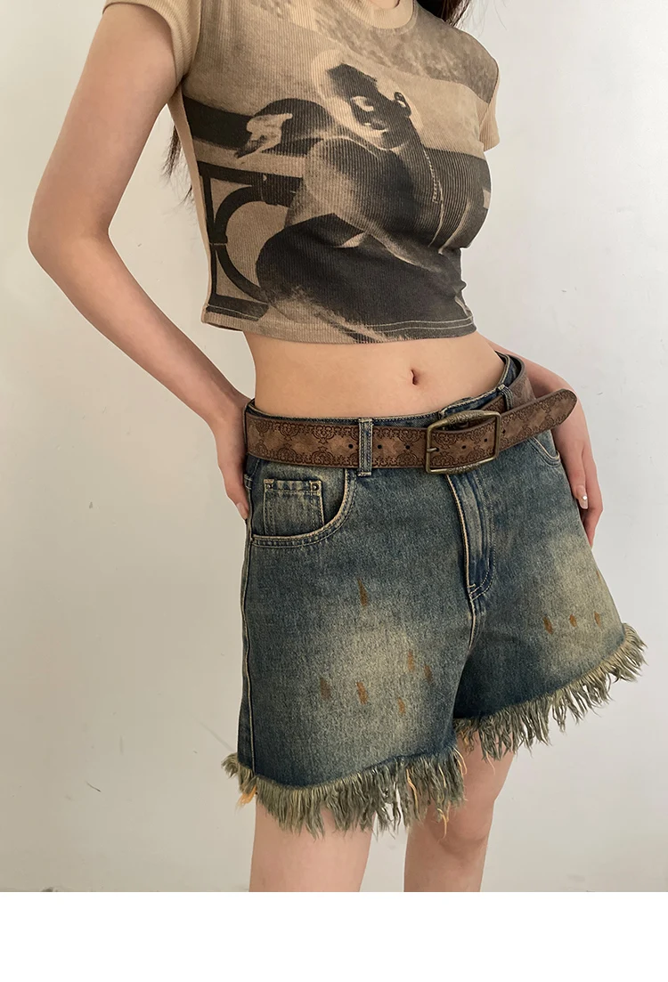 2026 New Retro Y2K Belt WOMEN'S New National Wind Belt with Jeans Belt Senior Sense of Brown