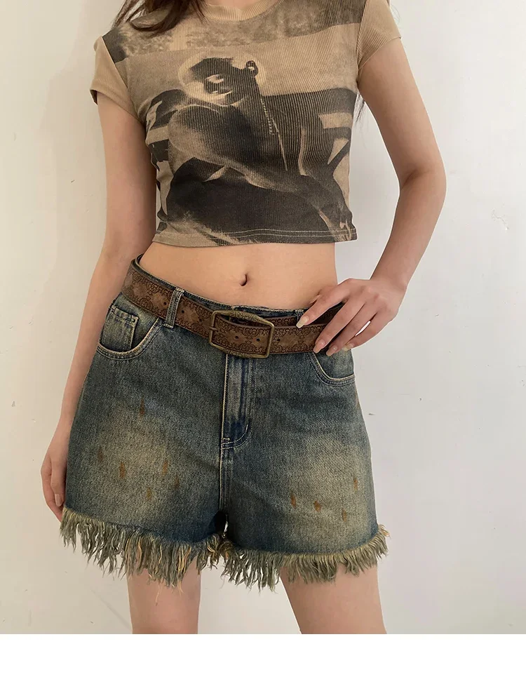 2026 New Retro Y2K Belt WOMEN'S New National Wind Belt with Jeans Belt Senior Sense of Brown