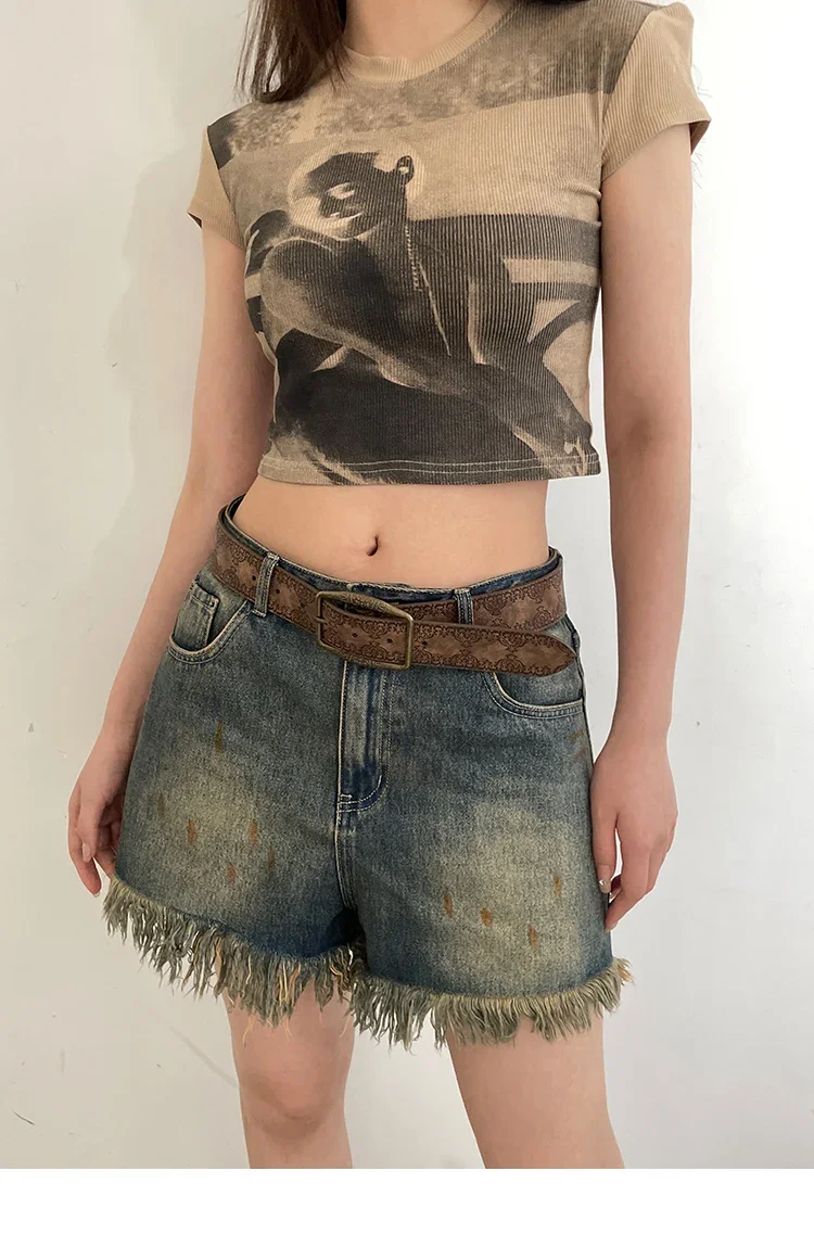 2026 New Retro Y2K Belt WOMEN'S New National Wind Belt with Jeans Belt Senior Sense of Brown