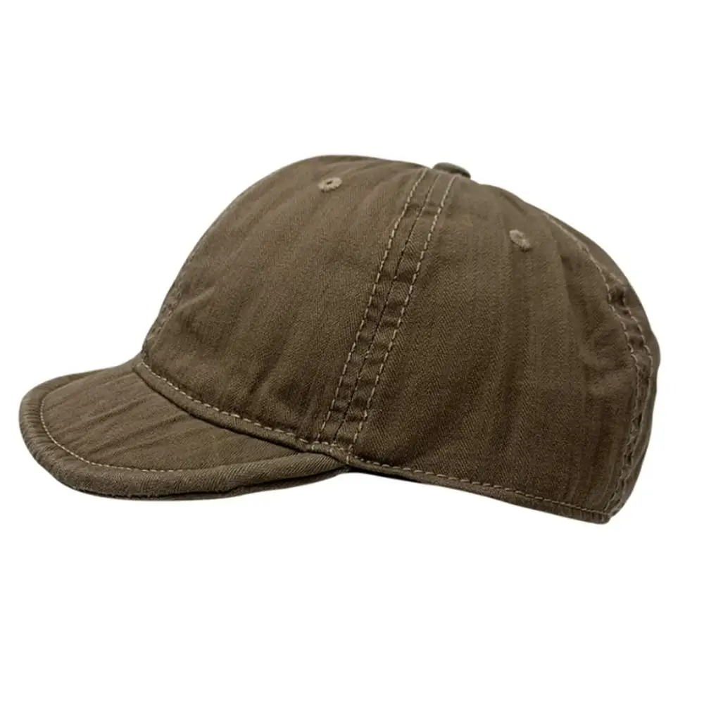 Fashion Washed Cotton Baseball Hat Adjustable Retro Peaked Cap Solid Color Short Brim Snapback Cap for Men Women