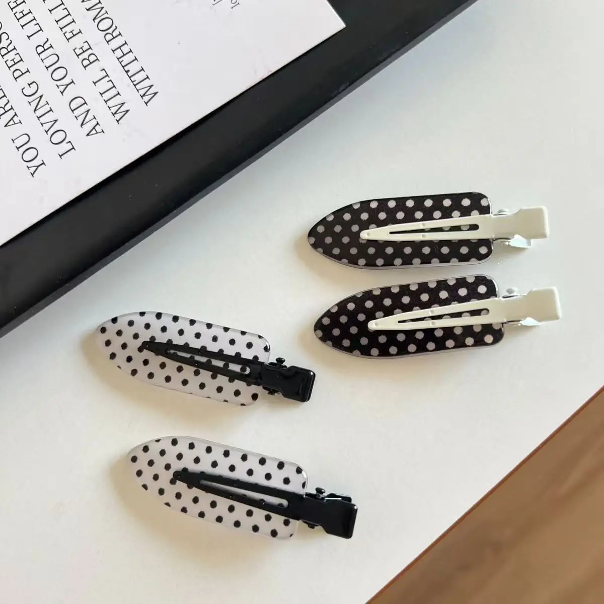 Black White Polka Dot Acrylic Hair Clips Minimalist Secure Hold Suitable for Daily Wear Party Outfits Hair Styling Accessories