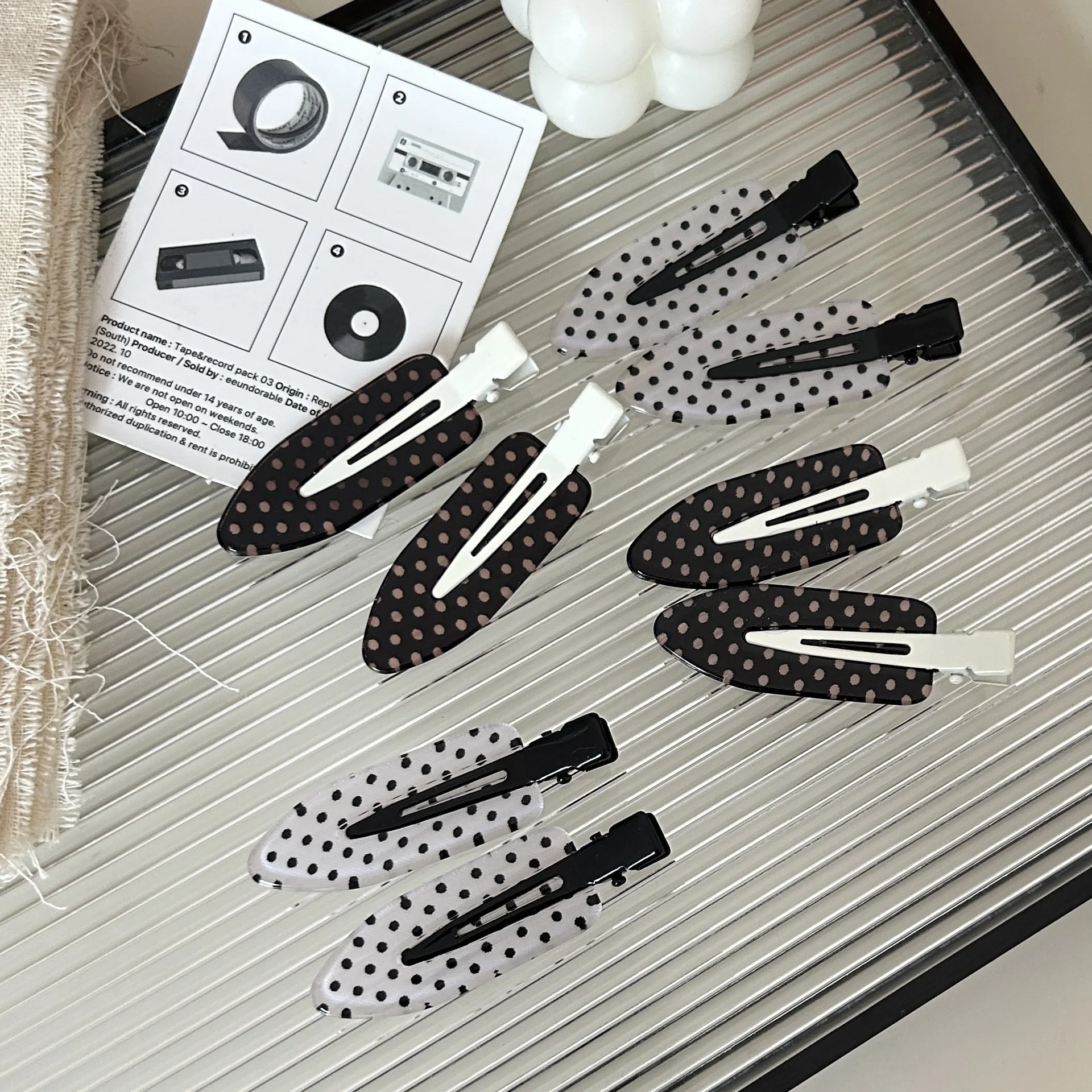 Black White Polka Dot Acrylic Hair Clips Minimalist Secure Hold Suitable for Daily Wear Party Outfits Hair Styling Accessories