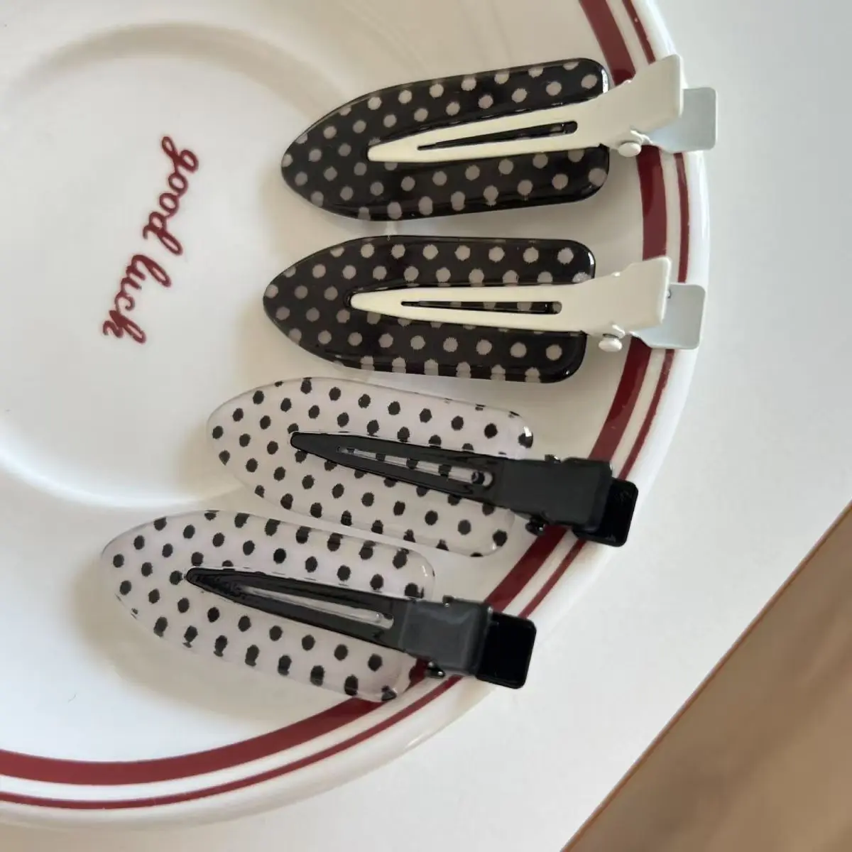 Black White Polka Dot Acrylic Hair Clips Minimalist Secure Hold Suitable for Daily Wear Party Outfits Hair Styling Accessories