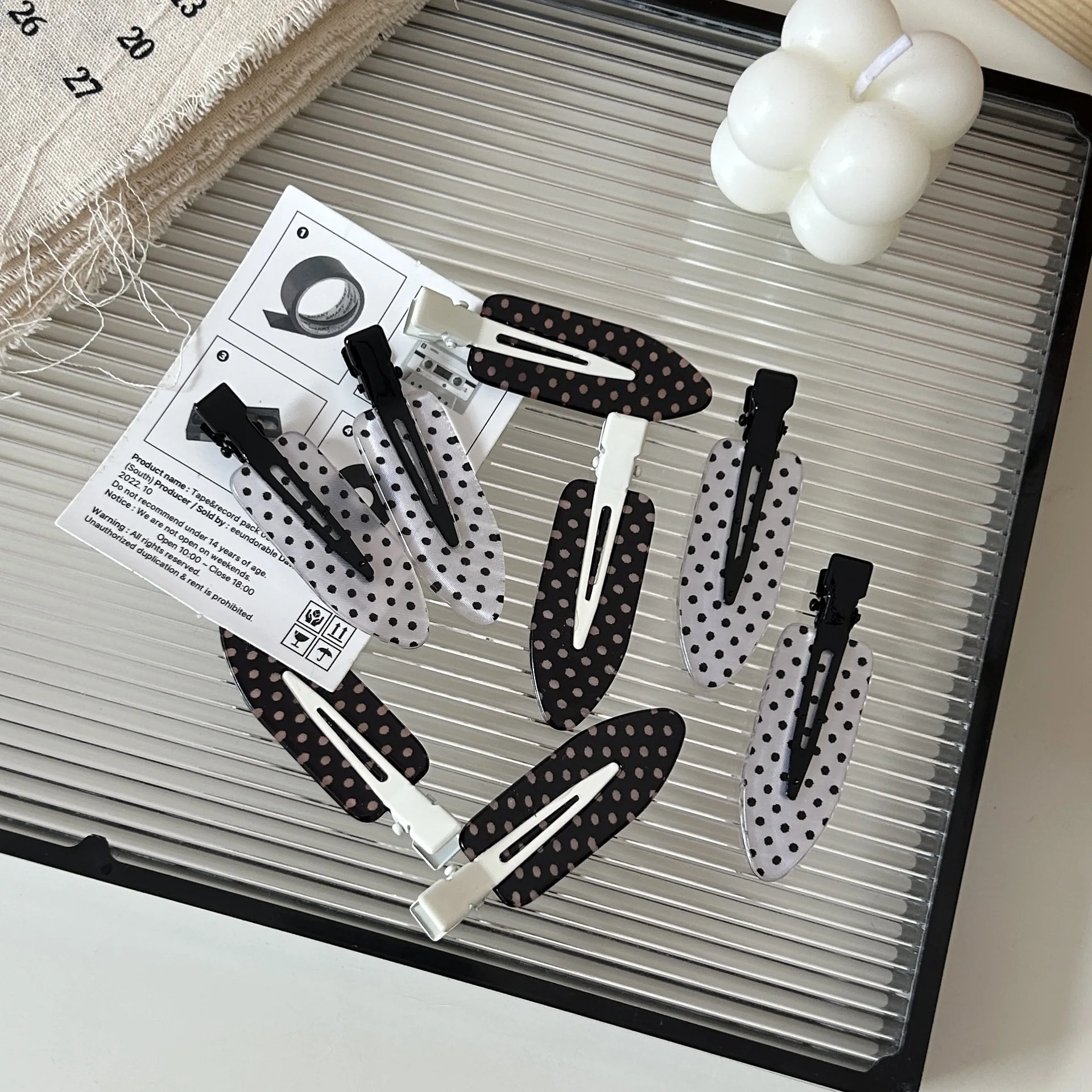 Black White Polka Dot Acrylic Hair Clips Minimalist Secure Hold Suitable for Daily Wear Party Outfits Hair Styling Accessories