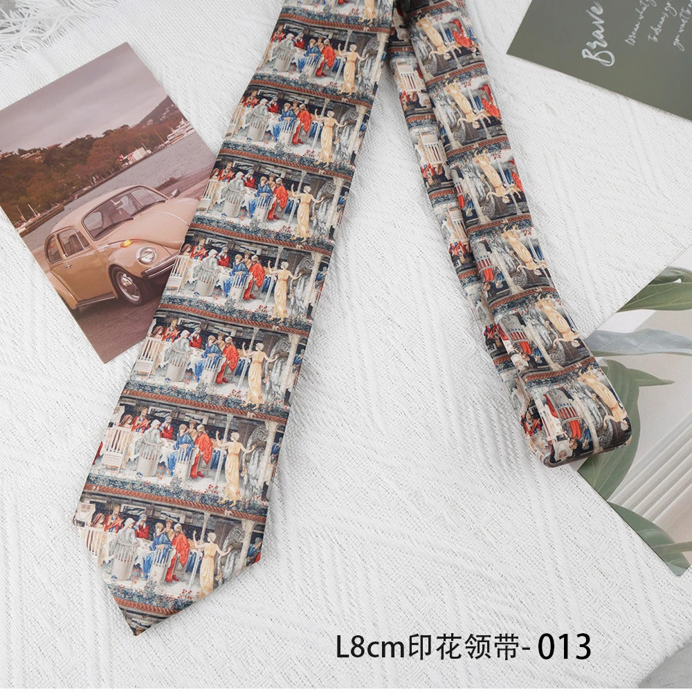 8cm New Creative Design Cartoon Portrait Printed Neckties Mens Adult Young Girls Student Casual Shirt Accessories Daily Neck Tie