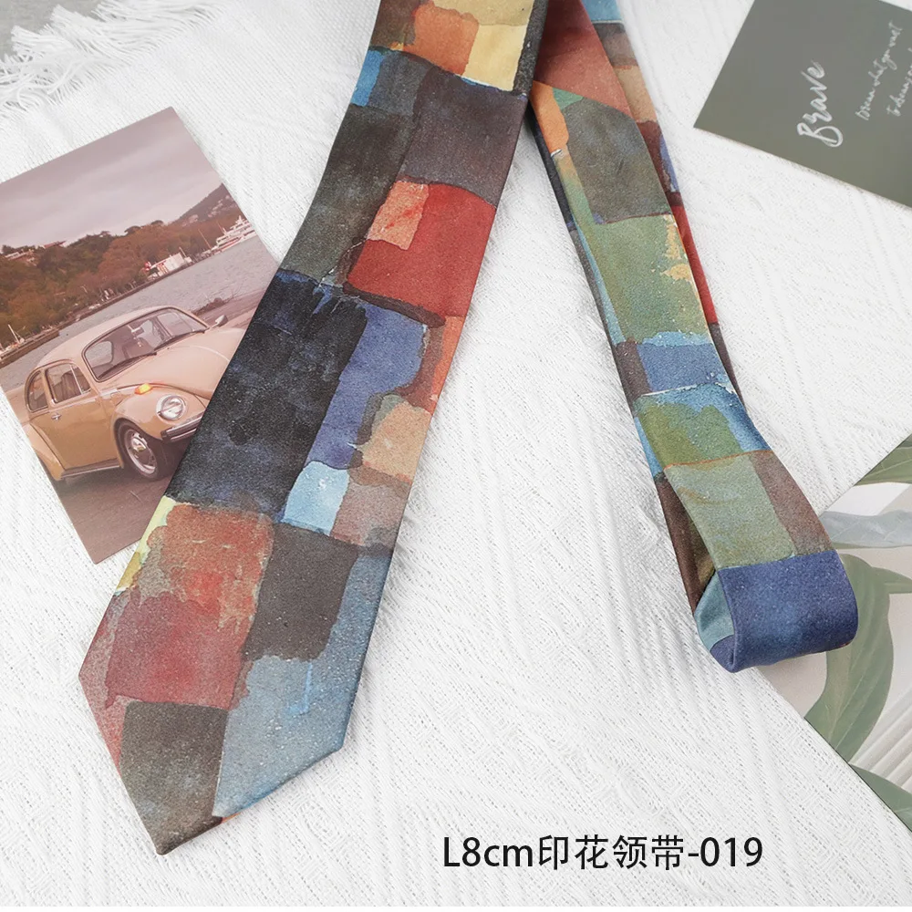 8cm New Creative Design Cartoon Portrait Printed Neckties Mens Adult Young Girls Student Casual Shirt Accessories Daily Neck Tie