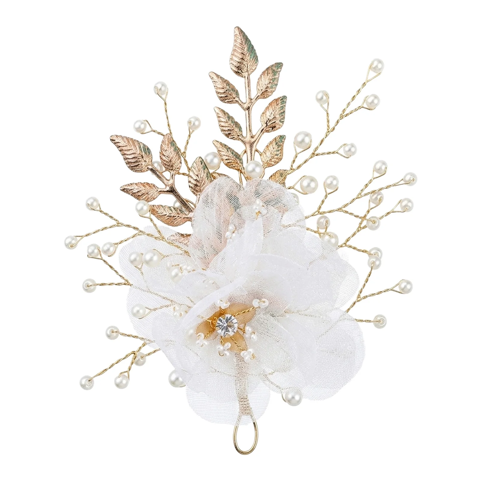 Crystal Flower Leaf Hair Clip Hairpin Headband For Women Silk Flower Hair Clip Wedding Bridal Hair Accessories Jewelry Gift