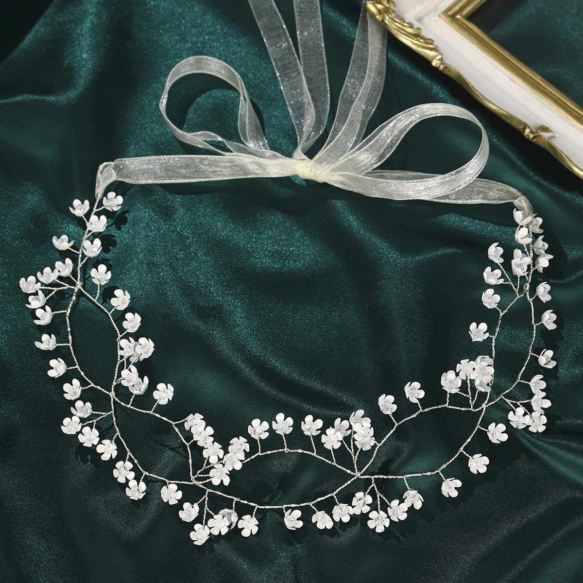 Miallo Boho Gold Branch Floral Bridal Hair Vine Wedding Forest Style Tulle Ribbon Headband Party Hair Accessories For Women 2026