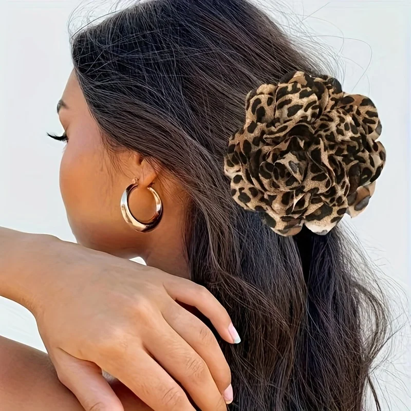 Elegant & Retro! Leopard - print Camellia Hair Clips - Stylish Fabric for Women. Hand - wash Only. Ideal for Fall & Winter.