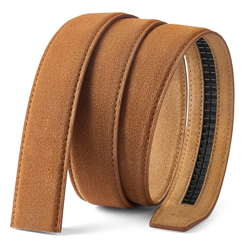 Men's Automatic Belt Replacement Belt, Suede Leather Belt, 3.5cm Genuine Leather Belt without Buckle For 3.8-4cm Buckle