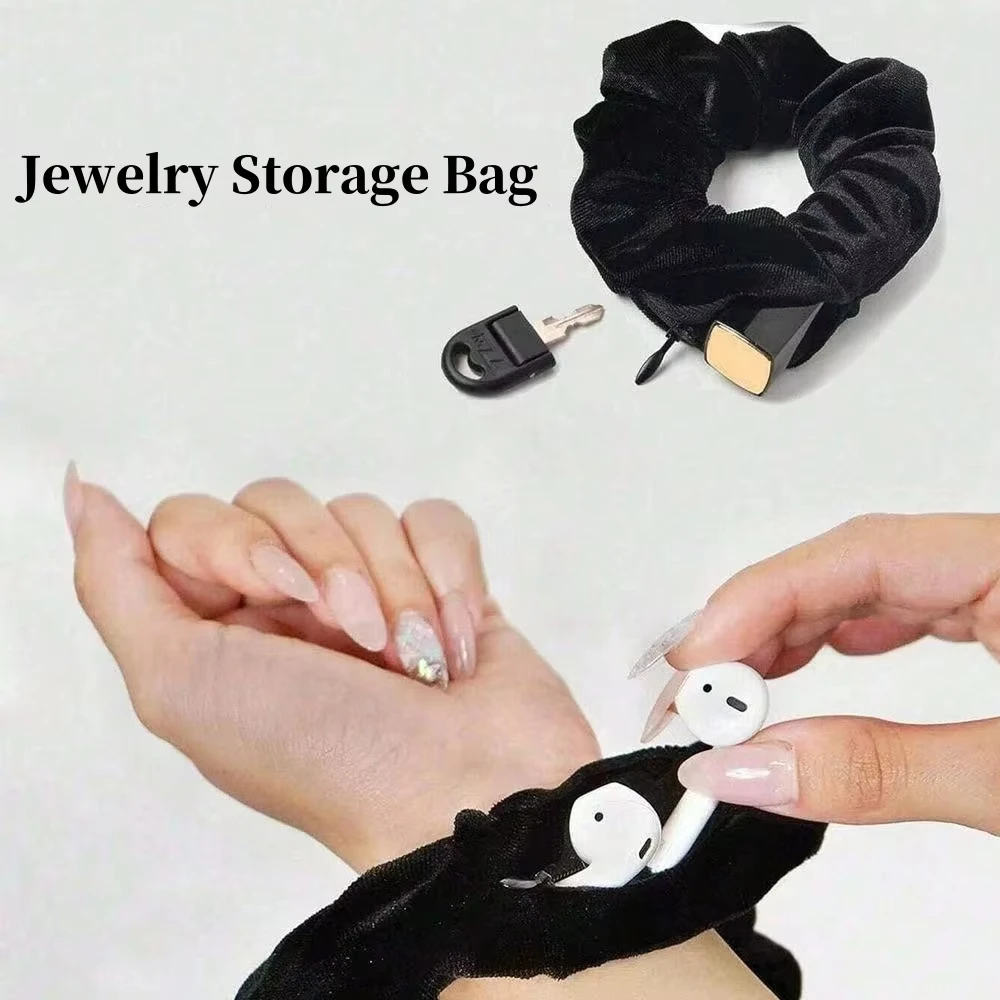 1/3/5pcs Portable Hidden Safe Sight Secret Hair Tie Storage Case Hair Scrunchie With Zipper Hide Key Cash Jewelry Travel Outdoo