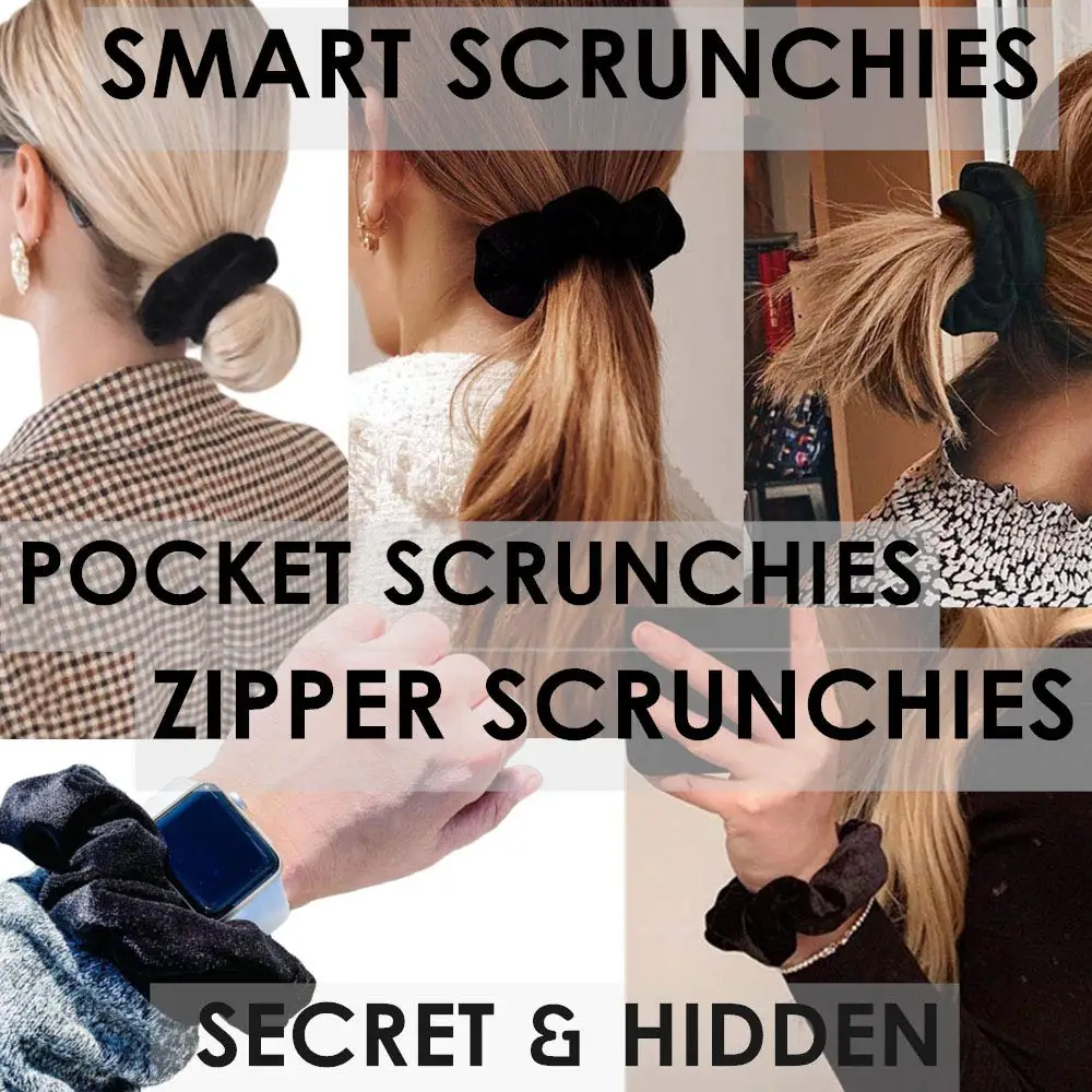 1/3/5pcs Portable Hidden Safe Sight Secret Hair Tie Storage Case Hair Scrunchie With Zipper Hide Key Cash Jewelry Travel Outdoo