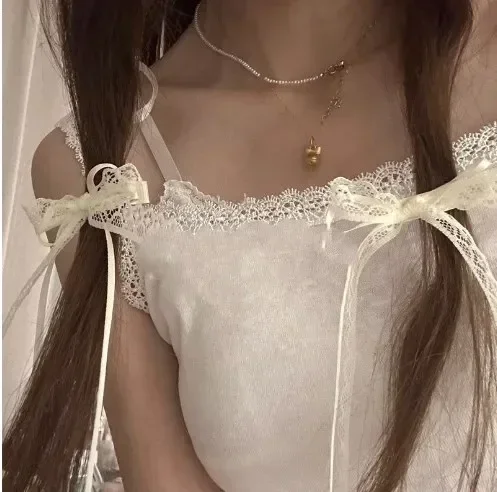 2Pcs White Sweet Lace Long Bow Hair Clip Women Girls Ribbon Tassel Bowknot Hair Pins Braid Barrettes Trend Hollow Out Headwears