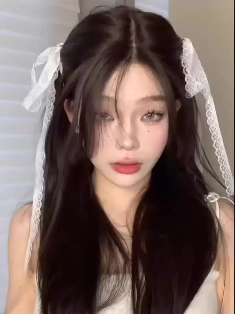 2Pcs White Sweet Lace Long Bow Hair Clip Women Girls Ribbon Tassel Bowknot Hair Pins Braid Barrettes Trend Hollow Out Headwears