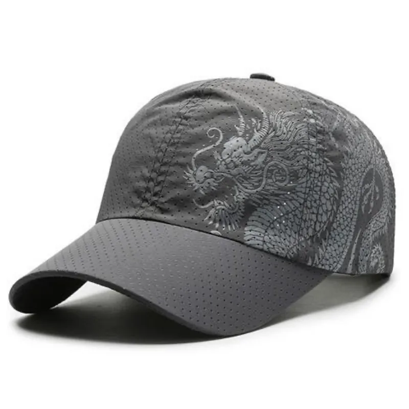 1 pcs Men's Printed Chinese Style Dragon Pattern Quick-Drying Mesh Baseball Cap Outdoor Leisure Fashion Sun Protection