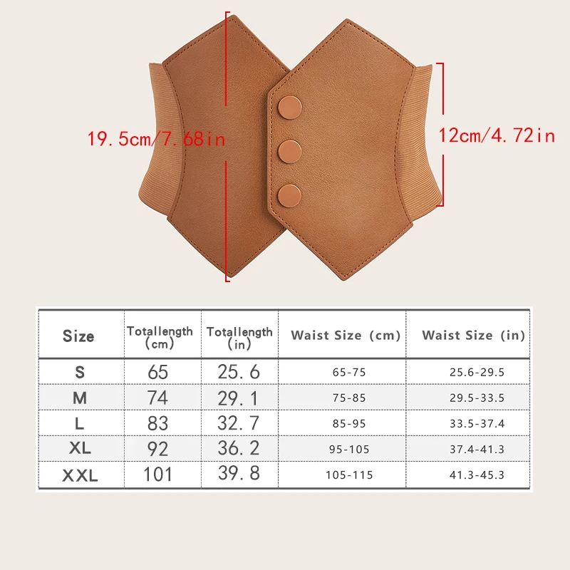 Women's Vintage-Inspired PU Leather Waist Cincher Multi-Color Options Triple Button Closure for Tummy Control & Slimming Effect