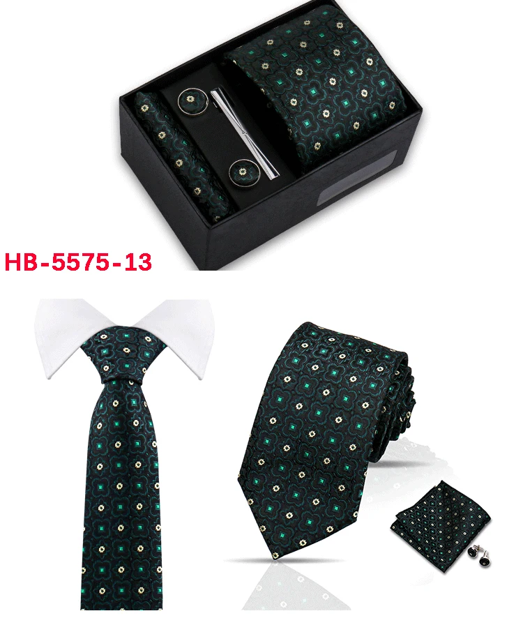 Classic Mens Tie Set Paisley Hanky Cufflinks In Gift Box Jacquard Woven Neckties Set For Men Formal Wedding Fashion Accessories