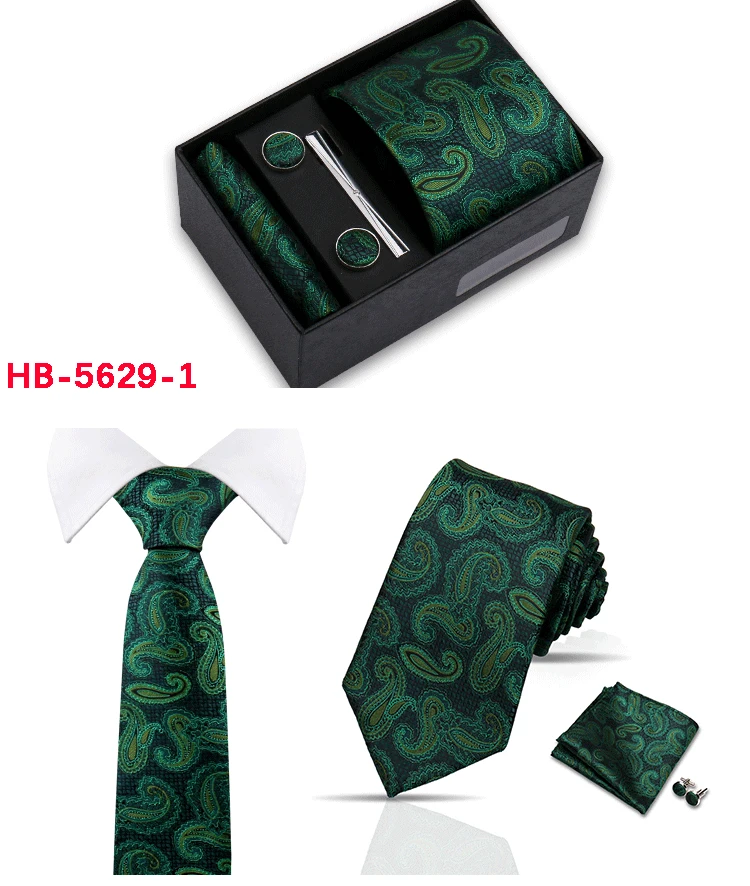 Classic Mens Tie Set Paisley Hanky Cufflinks In Gift Box Jacquard Woven Neckties Set For Men Formal Wedding Fashion Accessories