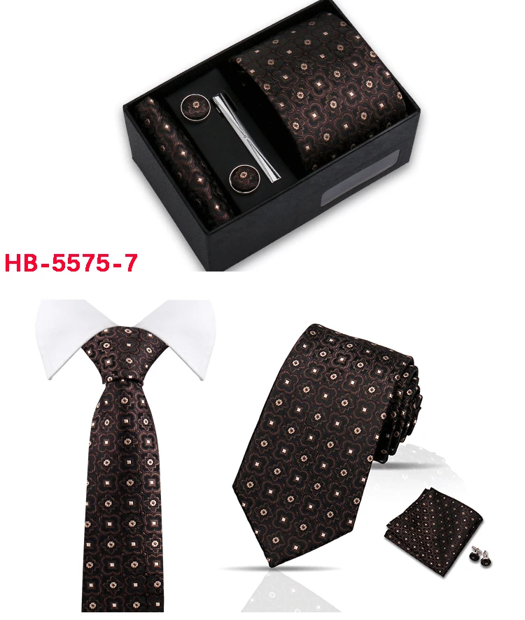 Classic Mens Tie Set Paisley Hanky Cufflinks In Gift Box Jacquard Woven Neckties Set For Men Formal Wedding Fashion Accessories