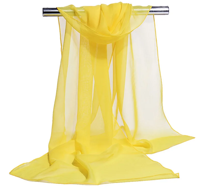 Korean Women Wedding Evening Party Dress Scarf Solid Color Transparent Chiffon Silk Scarf Summer Beach Towel Sunscreen Shawl R22