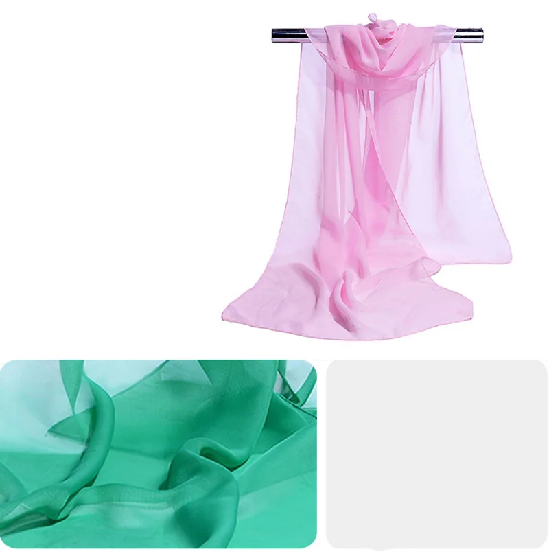 Korean Women Wedding Evening Party Dress Scarf Solid Color Transparent Chiffon Silk Scarf Summer Beach Towel Sunscreen Shawl R22