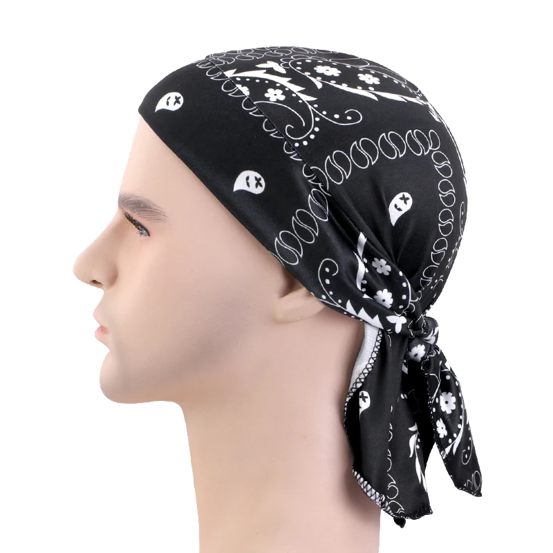 New Paisley Print Hip Hop Turban Cap Elastic Head Wraps Breathable Casual Durags Candy Color Durag Unisex Bandana Pirate Hats