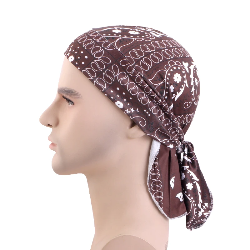 New Paisley Print Hip Hop Turban Cap Elastic Head Wraps Breathable Casual Durags Candy Color Durag Unisex Bandana Pirate Hats