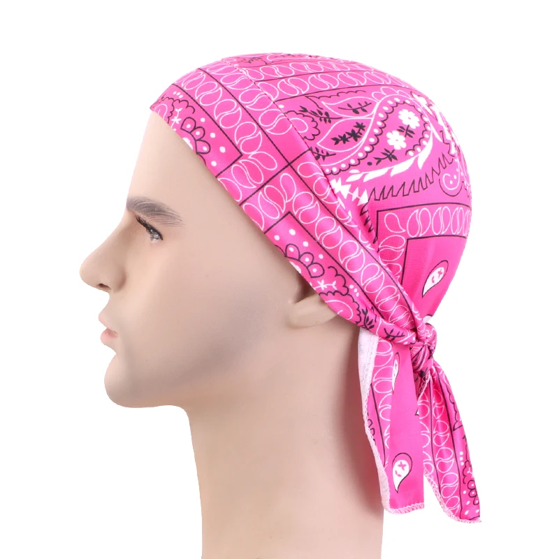 New Paisley Print Hip Hop Turban Cap Elastic Head Wraps Breathable Casual Durags Candy Color Durag Unisex Bandana Pirate Hats