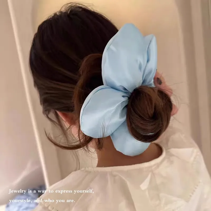 Sweet Solid Large Flower Soft Hair Band For Women Girl Lovely Hair Ornament Headband Hair Tie Scrunchie Fashion Hair Accessories