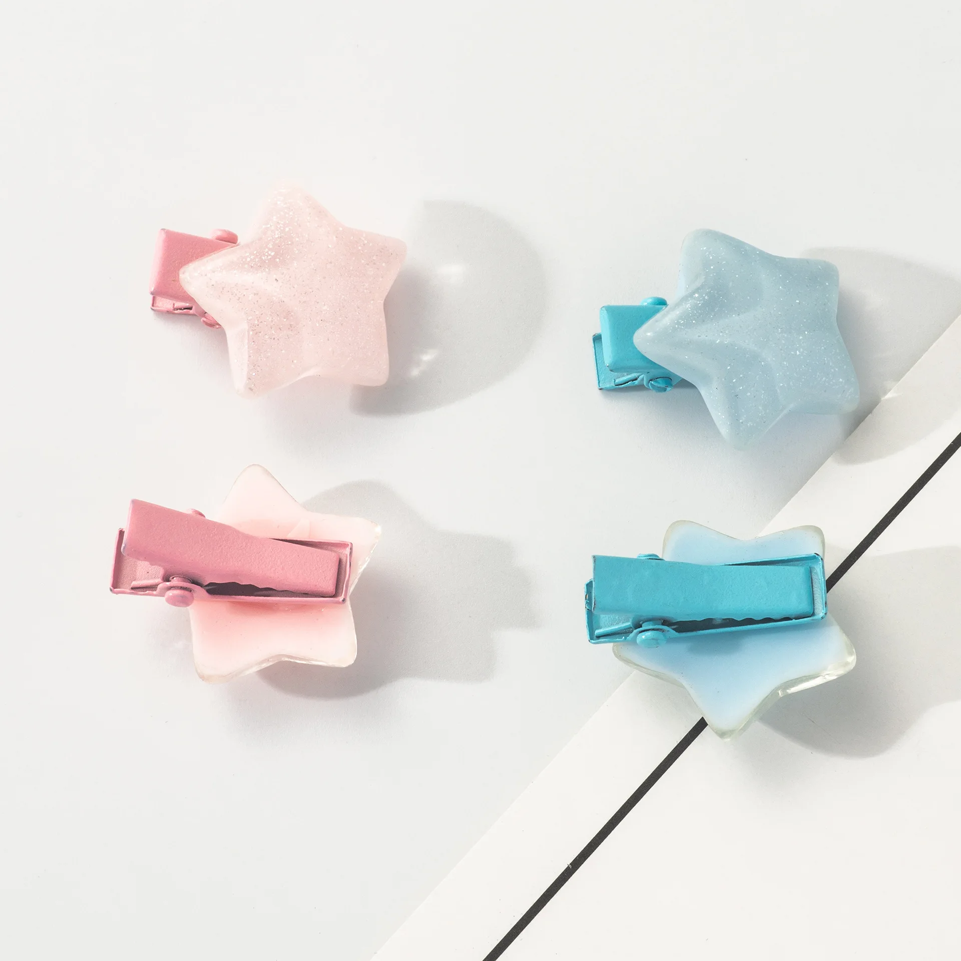 10Pcs Mini Y2K Hairpin Pink/Blue Star Design BB Hair Clips Fringe Jewelry Barrette Bangs Side Clip Summer Girls Hair Accessories