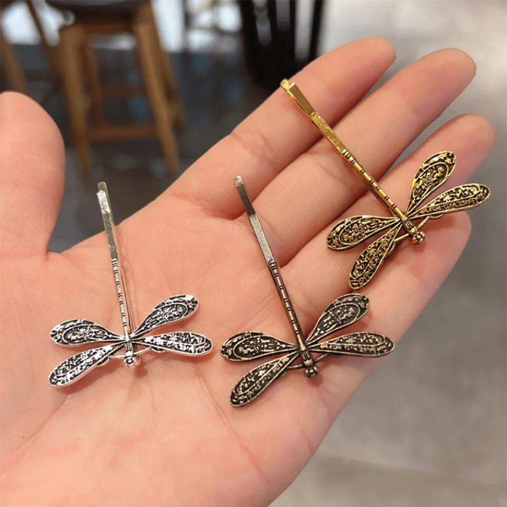 2Pcs/Set Metal Dragonfly Hair Clip Pins For Women Girls Fashion Insect Barrettes Hairwear Bangs Side Hair Accessories