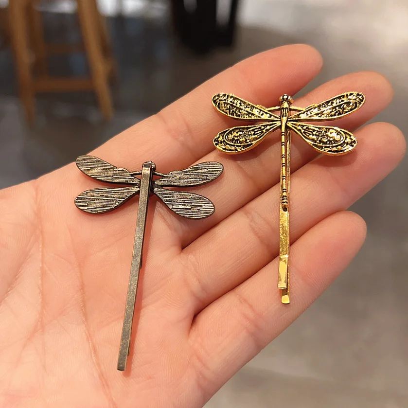 2Pcs/Set Metal Dragonfly Hair Clip Pins For Women Girls Fashion Insect Barrettes Hairwear Bangs Side Hair Accessories