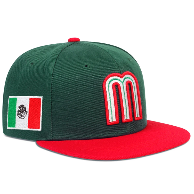 Fashion M Letter Mexico Flag Embroidery Baseball Cap Cotton snapback Hats Adjustable Hip Hop Sport Hats Outdoor Sun hats