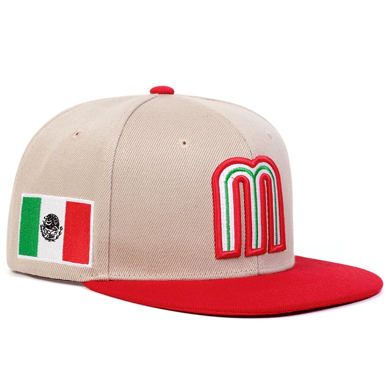 Fashion M Letter Mexico Flag Embroidery Baseball Cap Cotton snapback Hats Adjustable Hip Hop Sport Hats Outdoor Sun hats